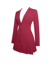 Load image into Gallery viewer, Delia Burgundy Blazer Dress with Pleated Detail
