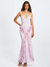 Load image into Gallery viewer, Paolina Taro Pink Jacquard Ruffle Mermaid Maxi Dress
