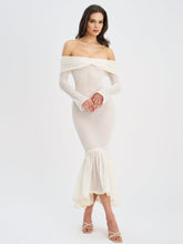 Load image into Gallery viewer, Kaedyn Off Shoulder Long Sleeve Crochet Mermaid Maxi Dress
