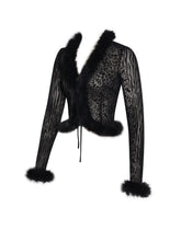 Load image into Gallery viewer, Hali Black Animal Print Burnout Velvet Fur Trim Top

