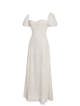 Load image into Gallery viewer, Pandora White Bubble Sleeve Backless Maxi Dress
