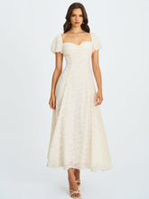 Load image into Gallery viewer, Pandora White Bubble Sleeve Backless Maxi Dress

