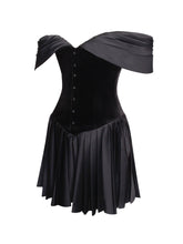 Load image into Gallery viewer, Echo Black Velvet Off-shoulder Pleated Mini Dress

