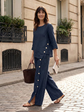 Load image into Gallery viewer, 100% Linen Buttoned Slit-Hem Pants KATYA
