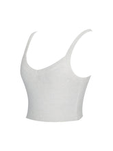 Load image into Gallery viewer, Selene White Wool-Blend Ribbed Knit V-Neck Top
