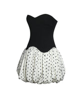 Load image into Gallery viewer, Dahliana Polka Dot Bubble Hem Corset Mini Dress
