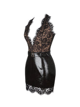 Load image into Gallery viewer, Faris Mahogany Plunging Halter Belted Mini Dress
