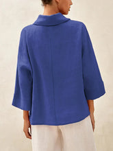 Load image into Gallery viewer, 100% Linen Dropped Collar Long-Sleeve Top TRISTAN
