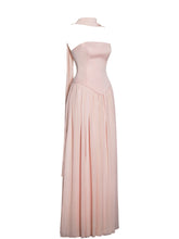 Load image into Gallery viewer, Qianna Baby Pink Peplum Top Drop Waist Chiffon Gown
