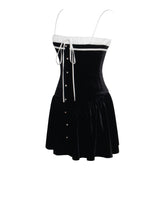 Load image into Gallery viewer, Olya Black and White Velvet A-Line Corset Mini Dress
