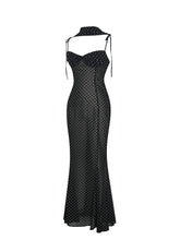 Load image into Gallery viewer, Yadira Black Base Polka Dot Chiffon Maxi Dress

