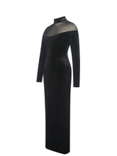 Load image into Gallery viewer, Blair Black Sheer Mock Neck Maxi Dress
