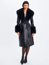 Load image into Gallery viewer, Zariah Black Faux Fur Trimmed Longline Coat
