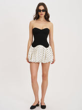 Load image into Gallery viewer, Dahliana Polka Dot Bubble Hem Corset Mini Dress
