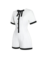 Load image into Gallery viewer, Idina Business Casual White Romper with Black Trim
