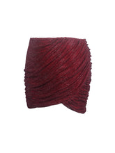 Load image into Gallery viewer, Darleen Crimson Rhinestone Mesh Low Waist Ruched Skirt
