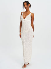 Load image into Gallery viewer, Adelaide White Beaded Sequin Net Bodycon Gown
