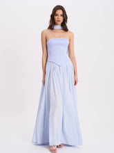 Load image into Gallery viewer, Qianna Baby Blue Peplum Top Drop Waist Chiffon Gown
