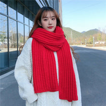 Load image into Gallery viewer, Winter Simple Soft Colorful Knitted Wool Scarf Solid Warm Scarves Lightweight Casual Couple Muffler Striped Elegant Hijab Cashmere Scarf Neck Scarf Christmas Gift For  Women

