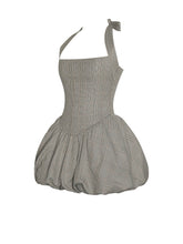 Load image into Gallery viewer, Dacia Plaid Halter Lace-up Bubble Mini Dress
