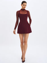 Load image into Gallery viewer, Natasha Burgundy Faux Two-Piece Turtleneck Mini Dress
