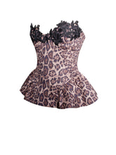 Load image into Gallery viewer, Qiara Cheetah Print Peplum Top with Lace Trim

