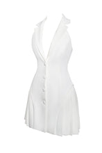 Load image into Gallery viewer, Reyna White Backless Pleated Mini Blazer Dress
