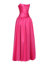 Load image into Gallery viewer, Walterina Fuchsia Satin Strapless Drop Waist Corset Gown
