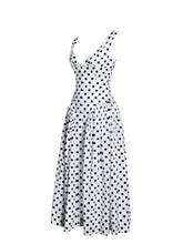 Load image into Gallery viewer, Rahma Polka Dot Drop Waist Midi Cotton Poplin Dress
