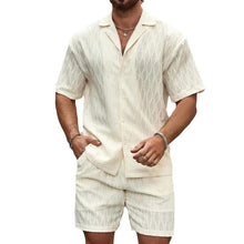 Load image into Gallery viewer, Stylish Men's Summer Tracksuit - Relaxed Fit Two-Piece Lapel Shirt &amp; Shorts for Beach Holidays
