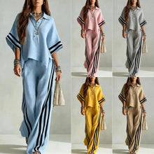 Load image into Gallery viewer, Women's Short-Sleeve Shirt &amp; Loose Pants Two-Piece Set
