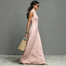 Load image into Gallery viewer, Women's Stand-Collar Single-Breasted Sleeveless Midi Dress
