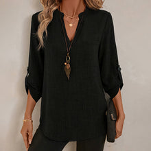 Load image into Gallery viewer, Womens Casual Summer Shirts Notch V Neck Blouses
