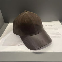 Load image into Gallery viewer, Women's Retro Suede Patchwork Baseball Cap – Leather Brim Dome Crown
