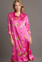 Load image into Gallery viewer, Bold Animal Print Button Down Midi Shirt Dress for Plus Size Women Comfortable, Chic &amp; Elegant Buttoned Print Midi Dress with Slit
