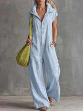 Load image into Gallery viewer, Women's Loose Sleeveless Jumpsuit with Pockets – Linen-Look
