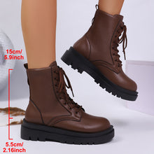 Load image into Gallery viewer, Women’s Round Toe Plus Size Lace-Up Chunky Sole Ankle Boots
