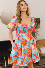 Load image into Gallery viewer, Printed New Summer Lady Smocked Puff Sleeve Mini Dress - Chic &amp; Playful Dress For Girls  with Ruffled Details and Feminine Fit

