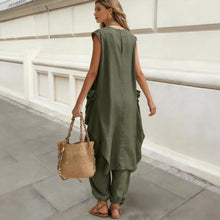 Load image into Gallery viewer, Sleeveless 3D-Cut Resort Two-Piece Set | Top &amp; Pants
