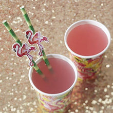 Load image into Gallery viewer, Bamboo Print Biodegradable Drinking Paper Straws for Party Box of 100
