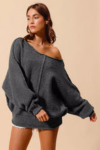 Load image into Gallery viewer, SO ME Loose Fit Exposed Seam Slouchy Boucle Sweater
