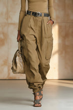 Load image into Gallery viewer, Women's High-Waist Cargo Parachute Pants with Elastic Ankle Cuffs
