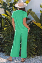 Load image into Gallery viewer, Solid Corded T-Shirt and Pants Set
