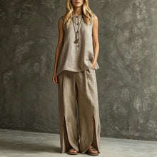 Load image into Gallery viewer, Women's Loose Sleeveless Tank Top &amp; Slit Wide-Leg Pants Two-Piece Set
