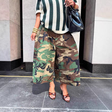 Load image into Gallery viewer, Women's Wide-Leg Cargo-Style Pants with Zipper &amp; Button Detail
