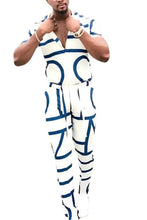 Load image into Gallery viewer, Men's Full Size Geo Print Short Sleeve Top and Pants Set Plus Size
