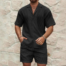 Load image into Gallery viewer, Stylish Men's Summer Tracksuit - Relaxed Fit Two-Piece Lapel Shirt &amp; Shorts for Beach Holidays

