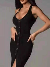 Load image into Gallery viewer, Halter Neck Button-Front : Bodycon Dress
