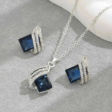 Load image into Gallery viewer, Crystal Geometric Jewelry Set - Stainless Steel Earrings &amp; Necklace
