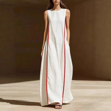 Load image into Gallery viewer, Women's Linen Sleeveless Loose Striped Maxi Dress
